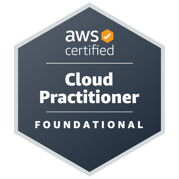 Insignia oficial de AWS Certified Cloud Practitioner emitida por Amazon Web Services Training and Certification a Sergio Anaya Sánchez